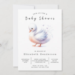 Invitación Baby Shower de cisne grabable para pastas