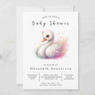Invitación Baby Shower de cisne impreso en bohemio