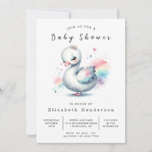 Invitación Baby Shower de cisne imprimible con estilo