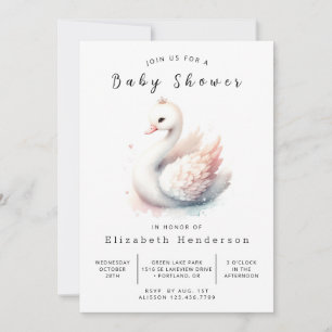Invitación Baby Shower de cisne imprimible encantado