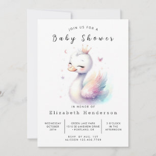 Invitación Baby Shower de cisne imprimible encantado