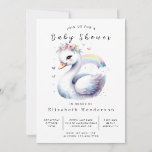 Invitación Baby Shower de cisne imprimible encantado