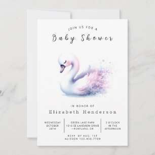 Invitación Baby Shower de cisne neutro de género