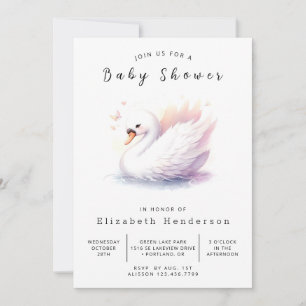 Invitación Baby Shower de cisnes digitales único