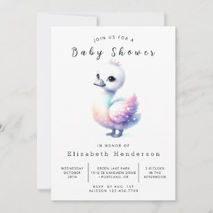 Invitación Baby Shower de cisnes digitales único