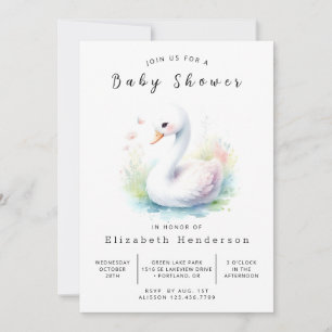 Invitación Baby Shower de cisnes digitales único