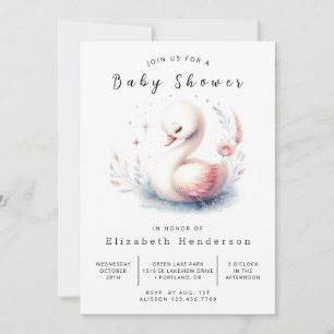 Invitación Baby Shower de cisnes editable por Whimsy