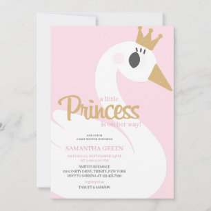 Invitación Baby Shower de cisnes rosados