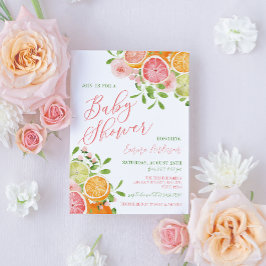 Invitación Baby Shower de cítricos y flores