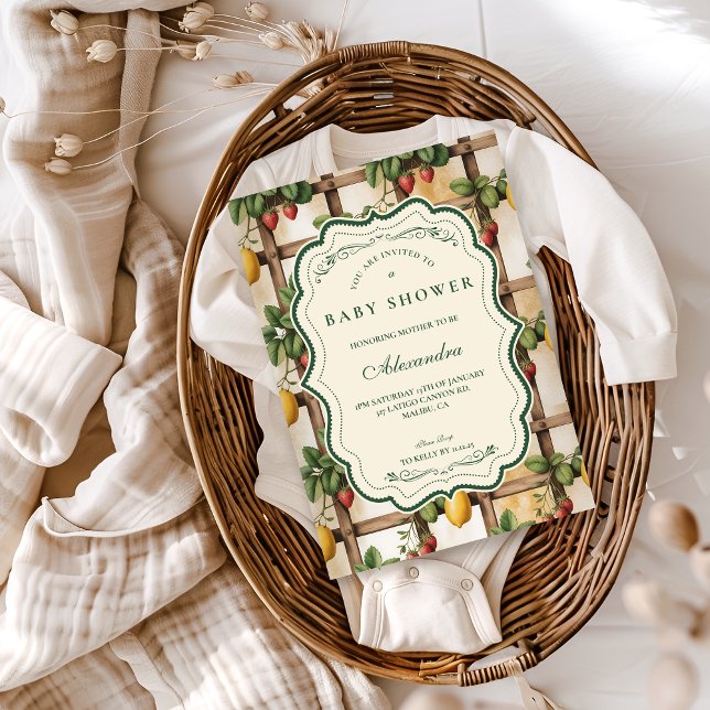 Invitación Baby Shower de Citrus Rústico de Fresa (Subido por el creador)