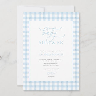 Invitación Baby Shower de Classic Boy Blue Gingham