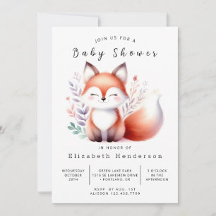 Invitación Baby Shower de Clean Forest Scene Fox