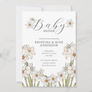 Invitación Baby Shower de código QR de Daffodil Spring