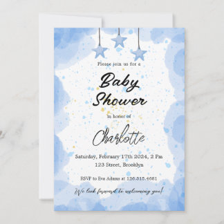 Invitación Baby Shower de color azul
