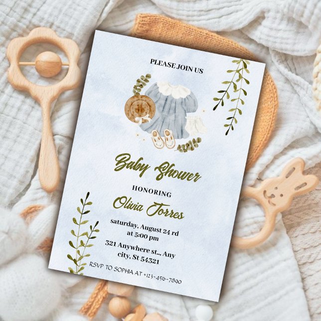 Invitación Baby Shower de color azul blanco (Subido por el creador)