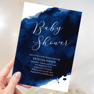 Invitación Baby Shower de color azul majestuoso real