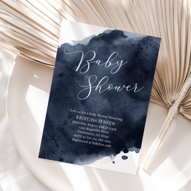 Invitación Baby Shower de color azul marino (Subido por el creador)