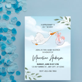 Invitación Baby Shower de color azul y blanco