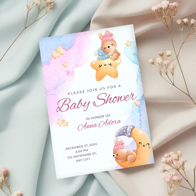 Invitación Baby Shower De Color Azul Y Rosa (Subido por el creador)