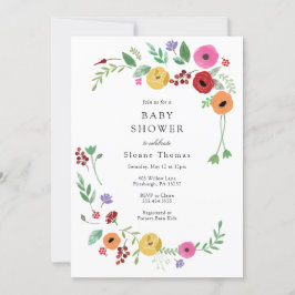 Invitación Baby Shower de color brillante floral bohemio