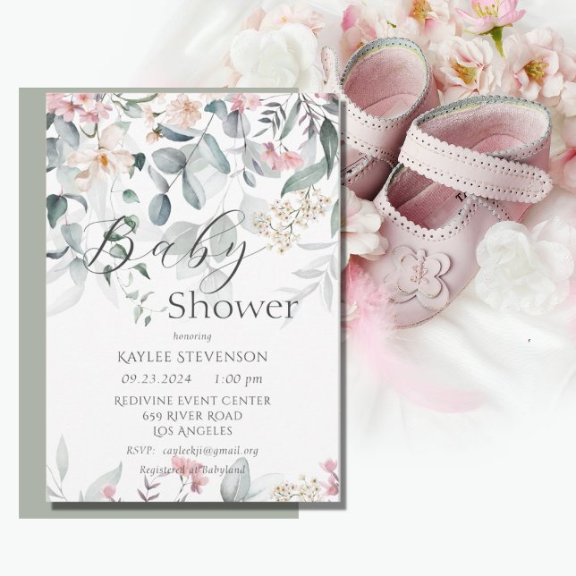 Invitación Baby Shower de color de agua azul rosa (Subido por el creador)