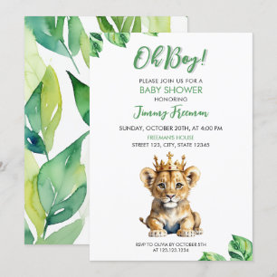 Invitación Baby Shower de color de agua blanco y verde lindo 