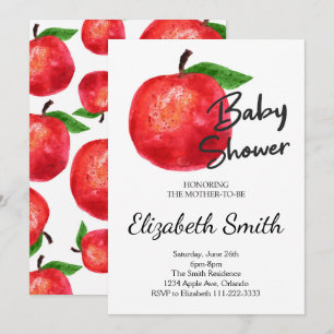Invitación Baby Shower de color de agua de Apple