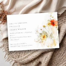 Invitación Baby Shower de color de agua de la calabaza de flo