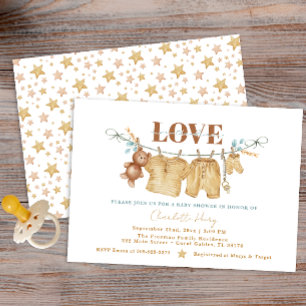 Invitación Baby Shower de color de agua de la línea de ropa d