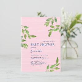 Invitación Baby Shower de color de agua de la vegetación botá