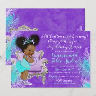 Invitación Baby Shower de color de agua de lavanda turquesa
