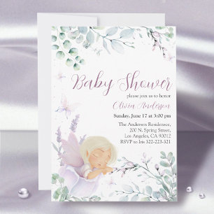 Invitación Baby Shower de color de agua de mariposa y flores