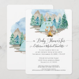 Invitación Baby Shower de color de agua de oso de ciervo para