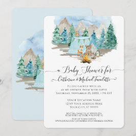 Invitación Baby Shower de color de agua del oso de los animal