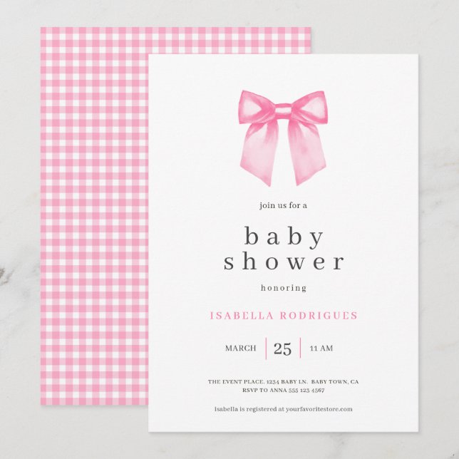 Invitación Baby Shower de color de agua elegante d (Anverso / Reverso)