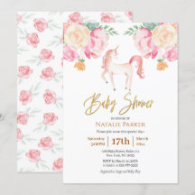 Baby Shower de color de agua floral Oro Rosa Unico