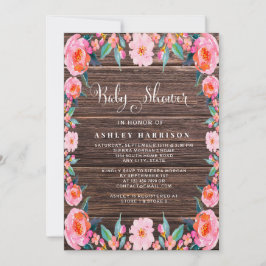 Invitación Baby Shower de color de agua floral rosada de made