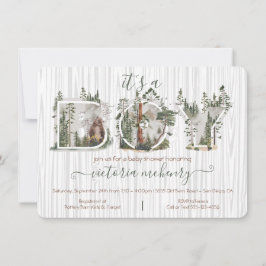 Invitación Baby Shower de color de agua forestal