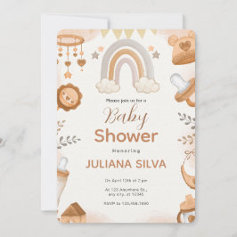 Invitación Baby Shower de color de agua marrón de marca perso