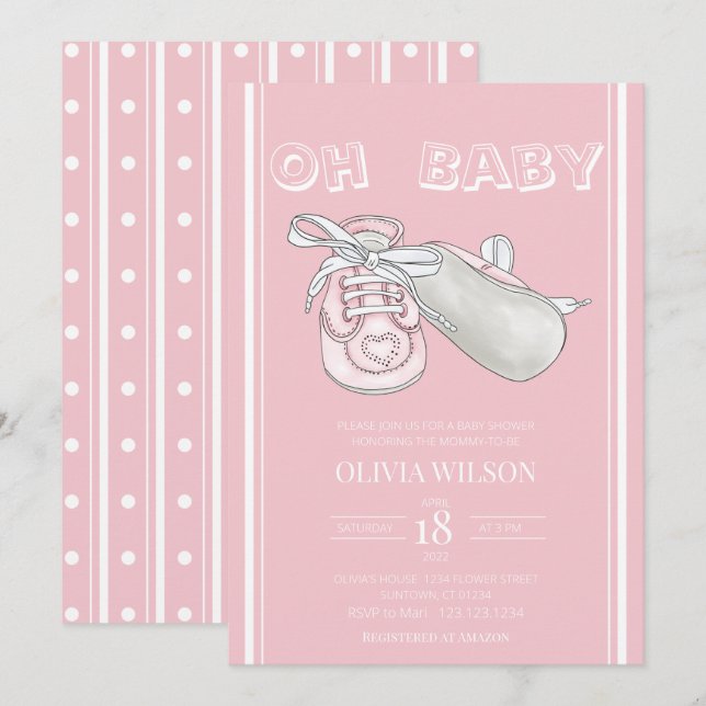 Invitación Baby Shower de color de agua para bebé  (Anverso / Reverso)