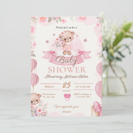 Invitación Baby Shower de color de agua rosa