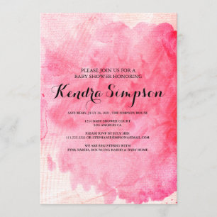 Invitación Baby Shower de color de agua rosa bonito