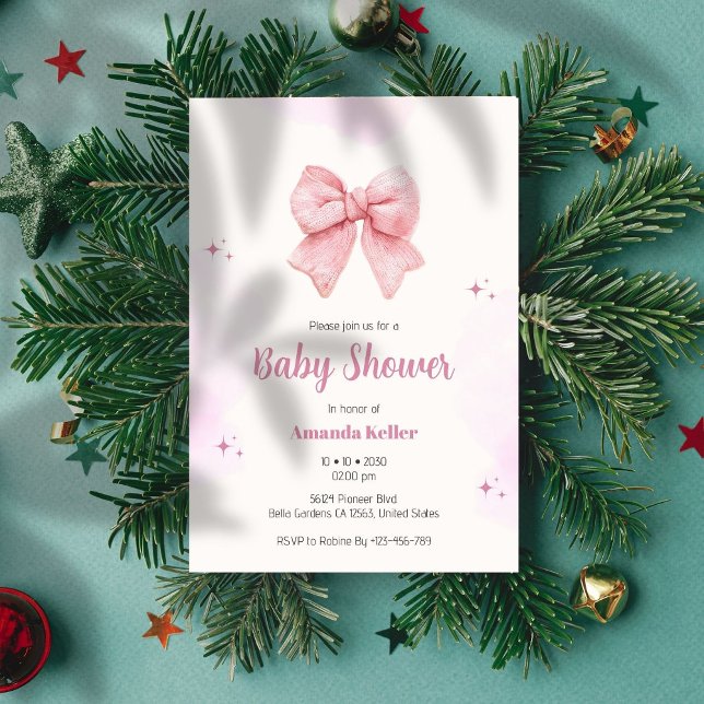 Invitación Baby Shower de color de agua rosada en  (Subido por el creador)