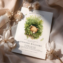 Invitación Baby Shower de color de agua Shy Brown