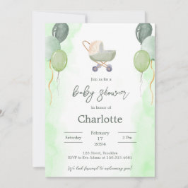 Invitación Baby Shower de color de agua verde suav