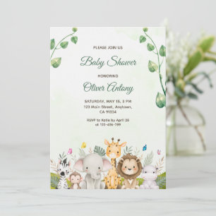 Invitación Baby Shower de color de agua verde y blanca