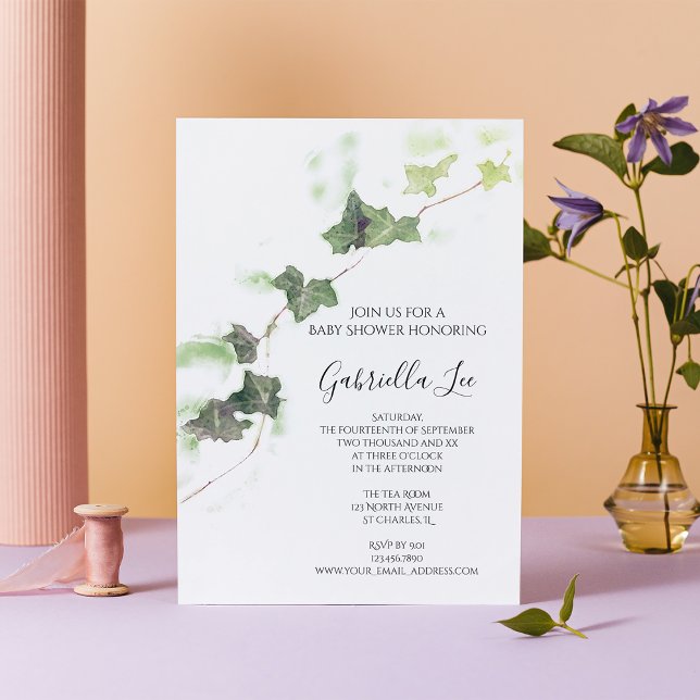 Invitación Baby Shower de color de marfil verde marrón (Subido por el creador)