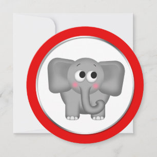 Invitación Baby Shower de color rojo elefante ador