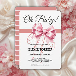 Invitación Baby Shower de color rosa minimalista