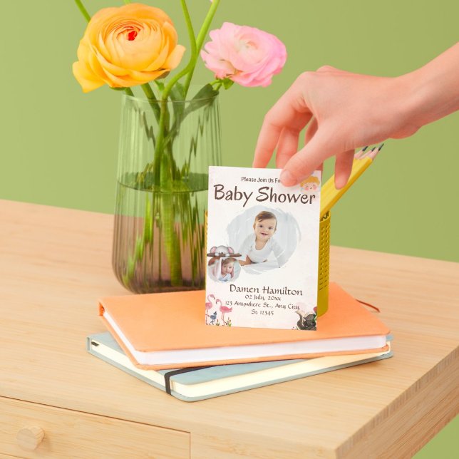 Invitación Baby Shower de color rosa y blanco boho (Subido por el creador)